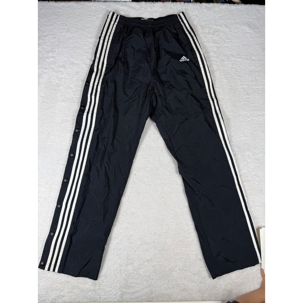 Adidas Tear Away Track Pants Mens Large Black White Good Vintage 90s Breakaway